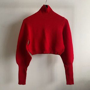 Finders Keepers Red Cropped Turtleneck Sweater, S